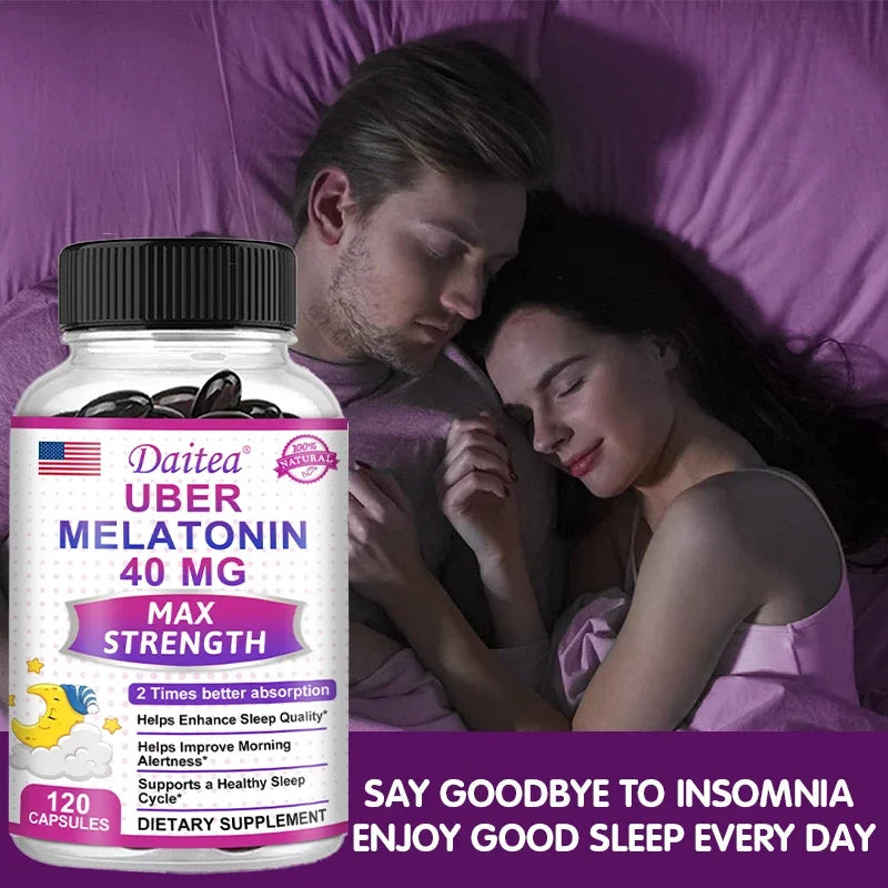 Melatonin Sleep Support Capsules — Restful Sleep & Calm Alertness with Vitamin C & L-Theanine (Non-GMO, Unisex)