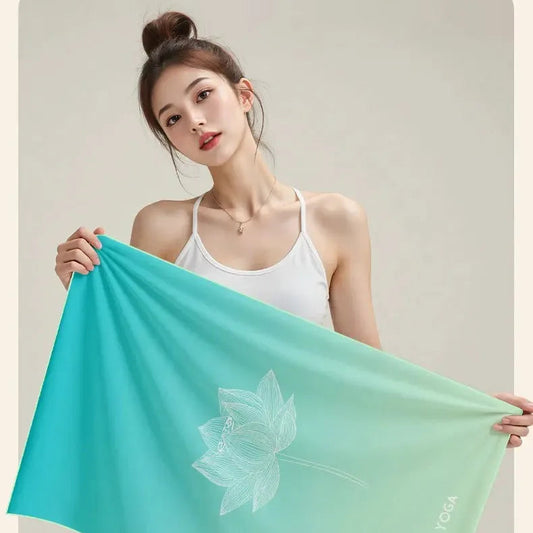 Portable Yoga Towel — Professional Anti-Slip Sweat-Absorbent Travel Mat Towel for Fitness, Pilates & Meditation (Compact Multi-Functional Design)