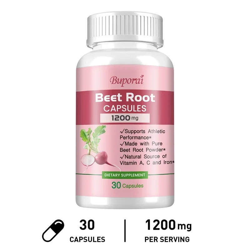 Beet Root Capsules — Support Heart Health, Blood Circulation, Immunity & Digestive Balance (30 / 60 / 120 Capsules)
