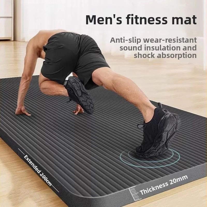 Thick Non-Slip Yoga Mat — 10-20 mm NBR Fitness Mat for Core Strength, Cardio, and Home Training (200 × 60 cm)