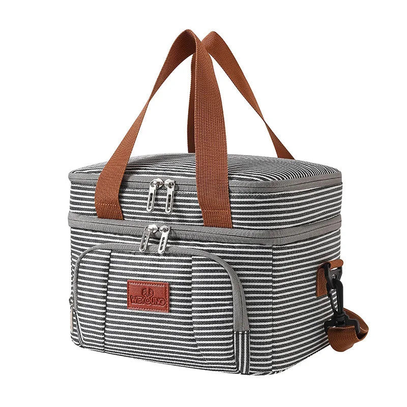 Double Layer Tote Cooler Lunch Bag with Shoulder Strap