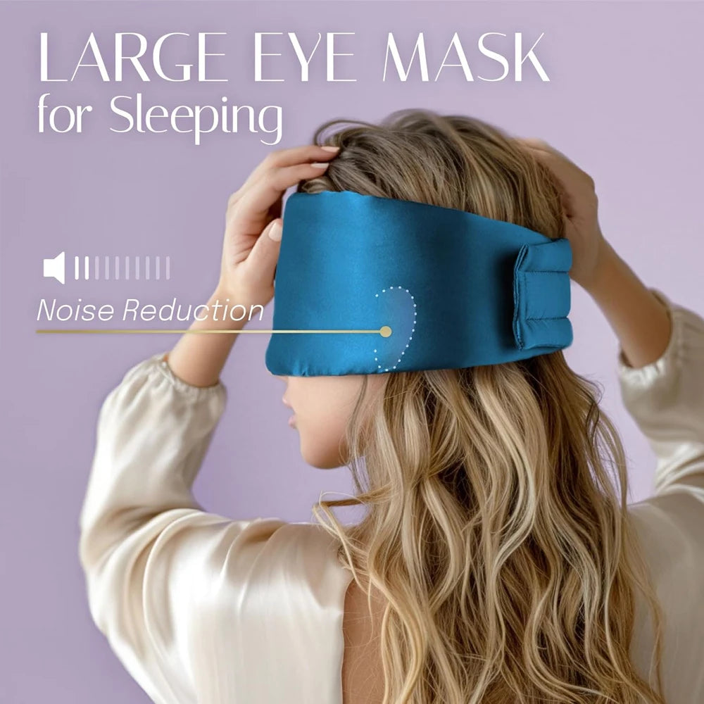 Mulberry Silk Sleep Mask — Pressureless Light-Blocking Eyeshade for Deep Sleep, Anti-Wrinkle Eye Care & Relaxation (Adjustable Wide Ear Cover Design)