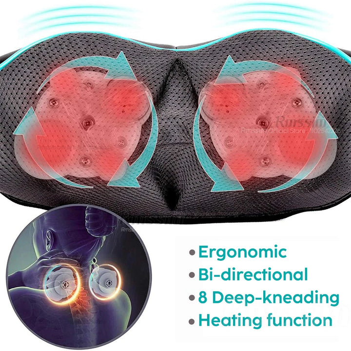 Shiatsu Heated Neck & Shoulder Massager Pillow