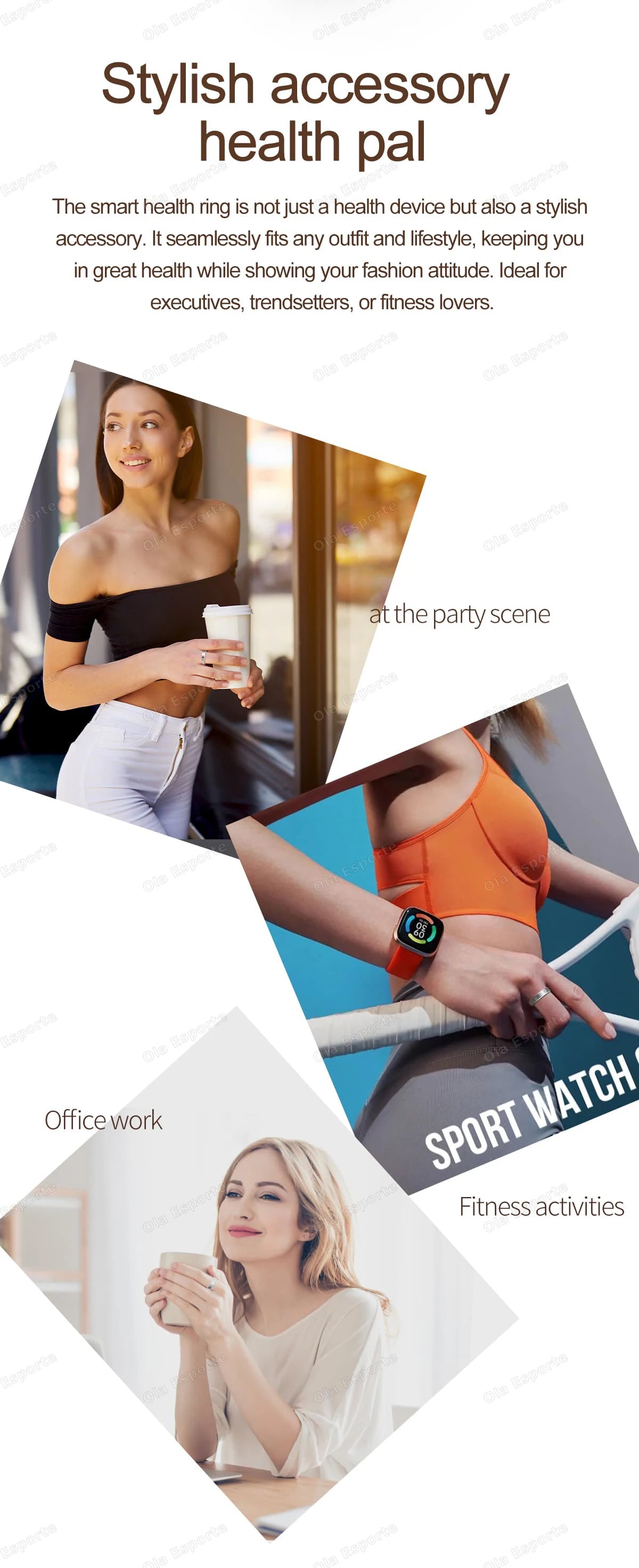 Fashion Smart Ring — Activity, Heart Rate & Sleep Wellness Tracker (5ATM Waterproof, Unisex, Android & iOS)