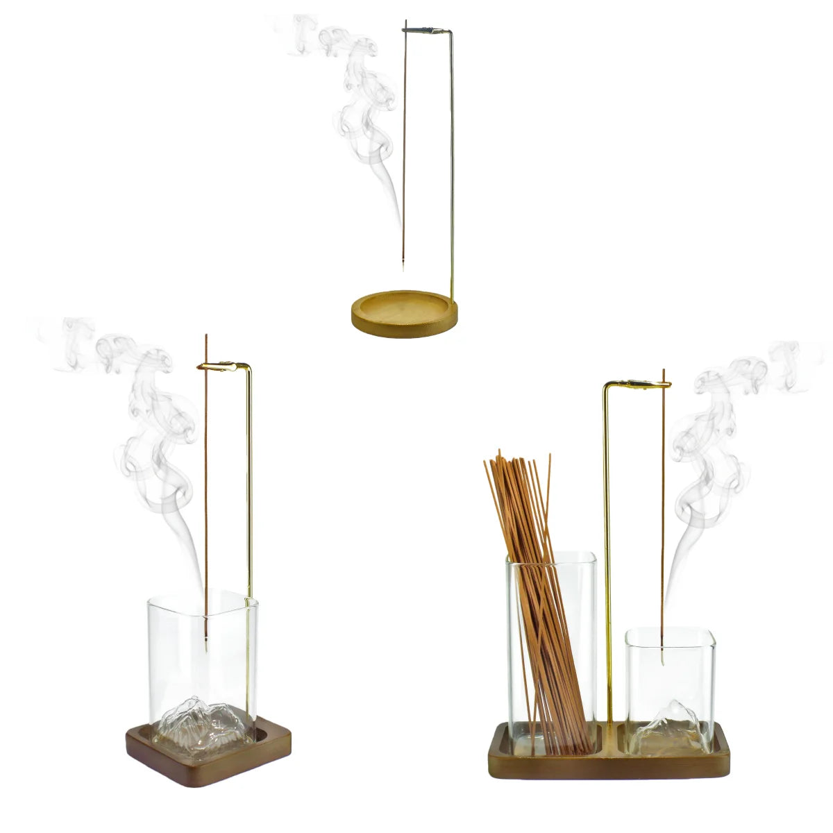 Wooden Incense Holder with Removable Glass Ash Catcher — Mess-Free Incense Burner for Meditation, Yoga & Spa Rituals