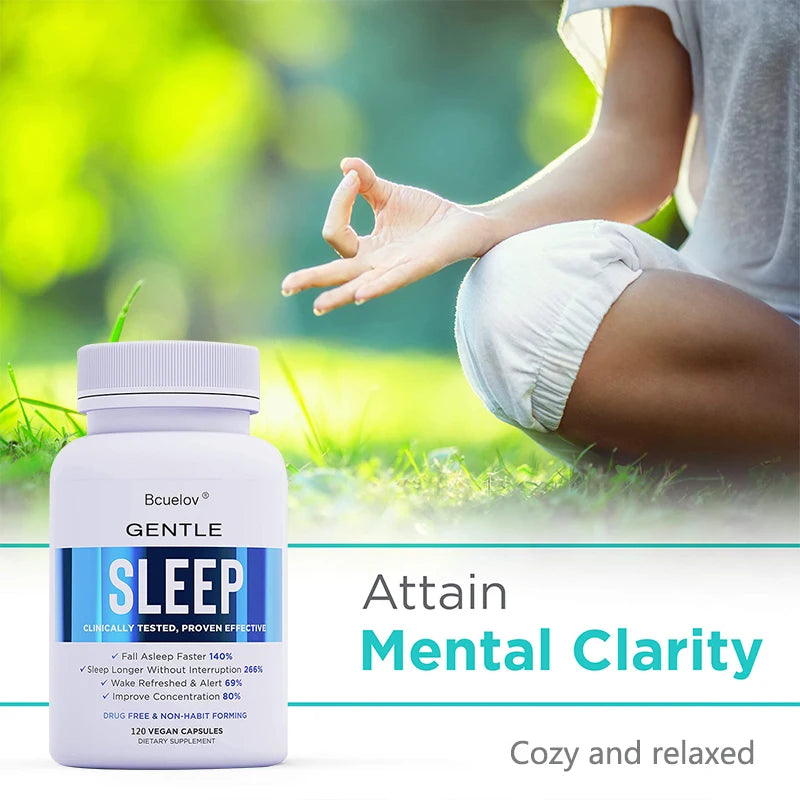 Natural Sleep Support Capsules — Melatonin Formula for Faster Sleep & Stress Relief (Unisex, US Origin)