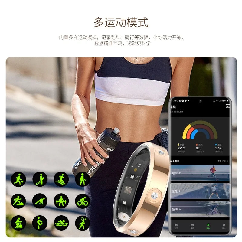 Smart Wellness Ring HR01 — Sleep, Heart Rate & Blood Oxygen Monitoring (Unisex, 3ATM Waterproof, Long Battery Life)