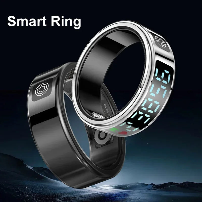 FIDI SR08 Smart Ring — LED Display Wellness Tracker with Sleep, Heart Rate & Sports Modes (Stainless Steel, 3ATM Waterproof)