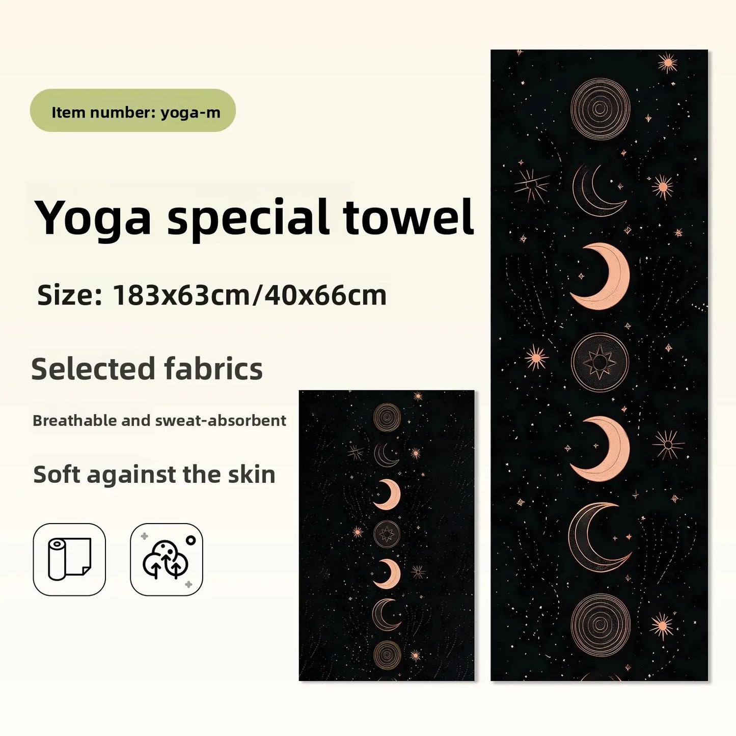 Portable Yoga Towel — Professional Anti-Slip Sweat-Absorbent Travel Mat Towel for Fitness, Pilates & Meditation (Compact Multi-Functional Design)