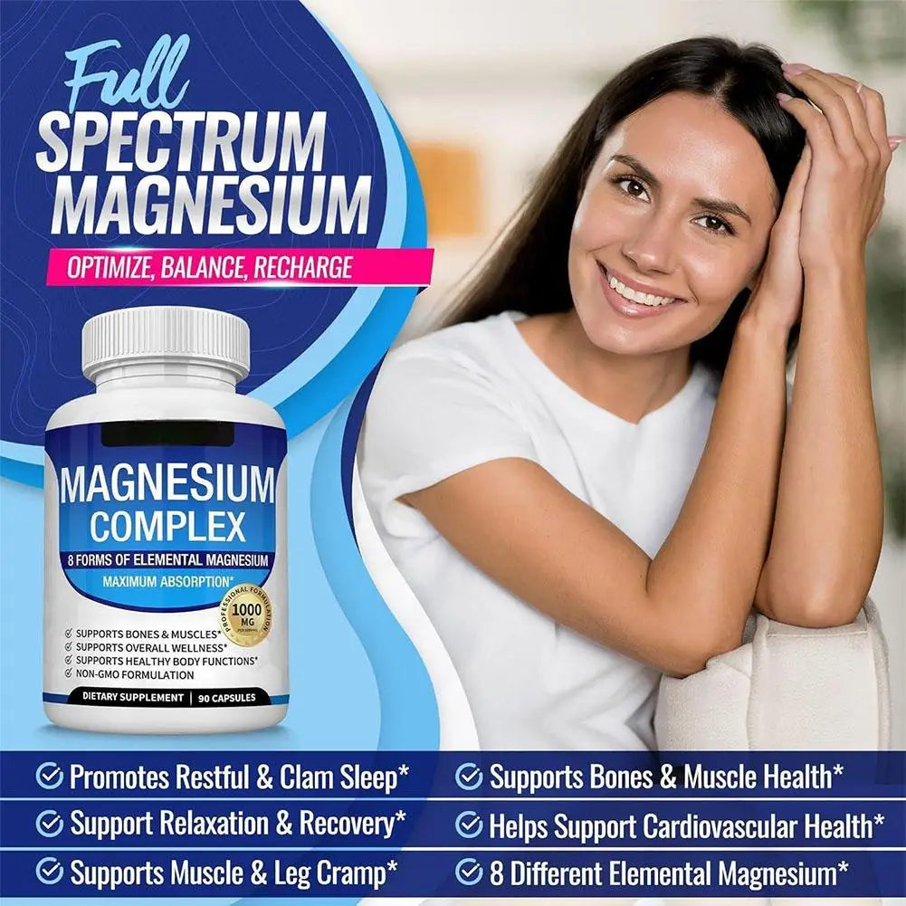 Magnesium Complex Capsules — Bone, Muscle & Heart Support with Sleep & Relaxation Benefits (Unisex, US Origin)