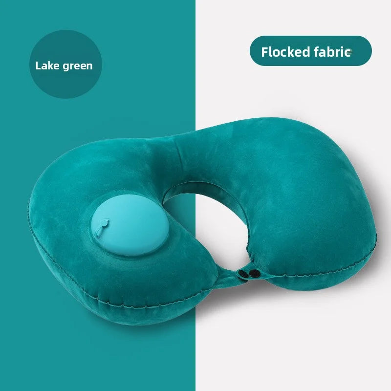 Press Inflatable U-Shaped Neck Pillow — Portable Travel Comfort for Train, Airplane & Long-Distance Journeys (Foldable, Lightweight)