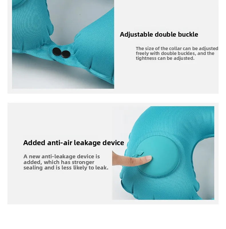 Press Inflatable U-Shaped Neck Pillow — Portable Travel Comfort for Train, Airplane & Long-Distance Journeys (Foldable, Lightweight)