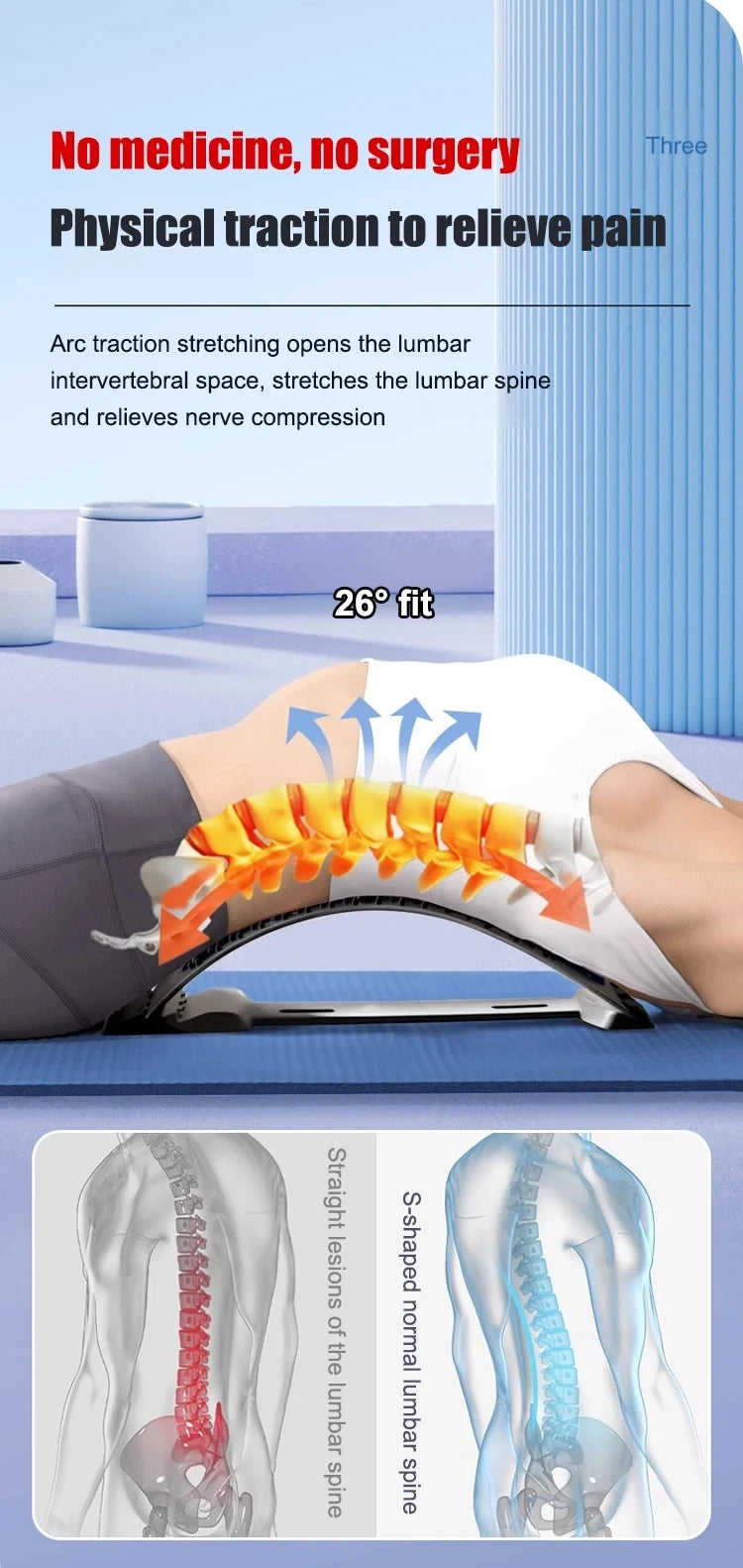 Adjustable Back & Spine Stretcher — Multi-Level Lumbar and Cervical Support Massager for Posture Alignment, Tension Relief & Fitness Recovery