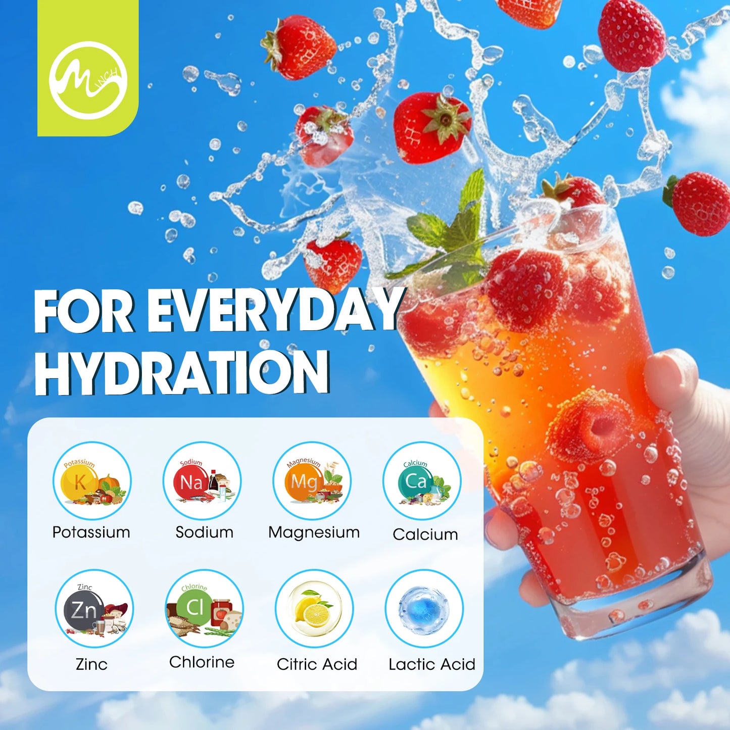 Electrolytes Mix Packets — Sugar-Free Hydration with 8 Electrolytes & 5 Vitamins (32 Sticks, Unisex, US Origin)