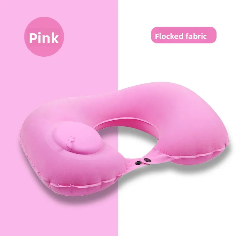 Press Inflatable U-Shaped Neck Pillow — Portable Travel Comfort for Train, Airplane & Long-Distance Journeys (Foldable, Lightweight)