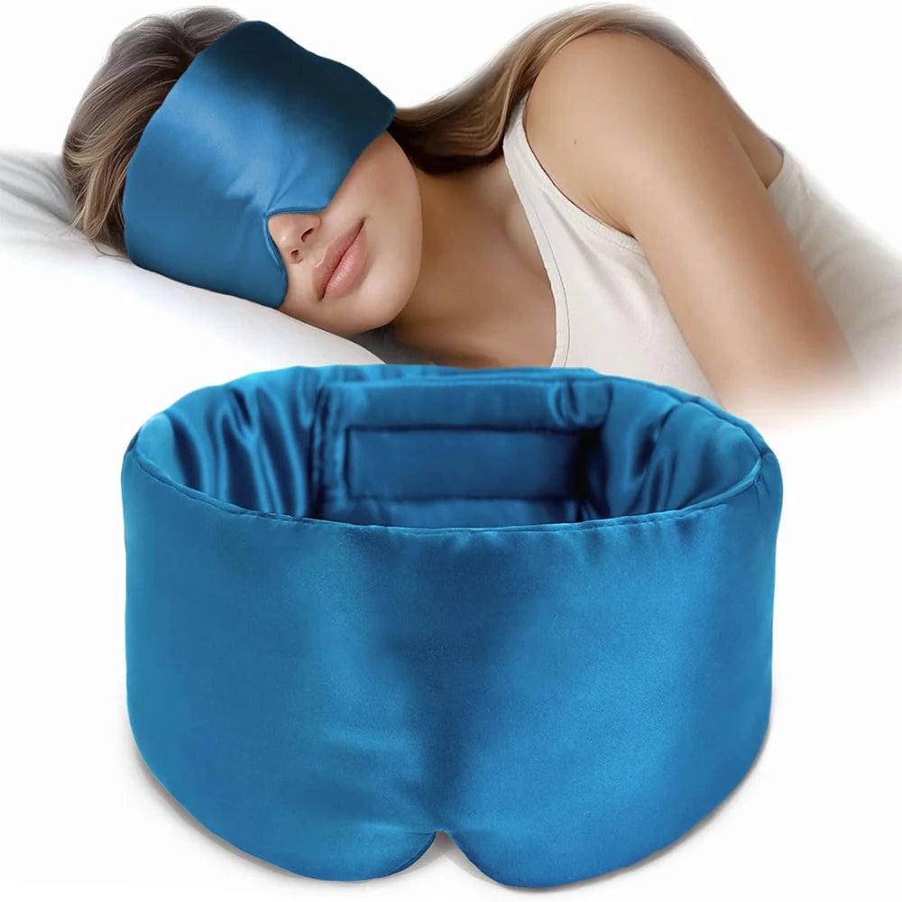 Mulberry Silk Sleep Mask — Pressureless Light-Blocking Eyeshade for Deep Sleep, Anti-Wrinkle Eye Care & Relaxation (Adjustable Wide Ear Cover Design)