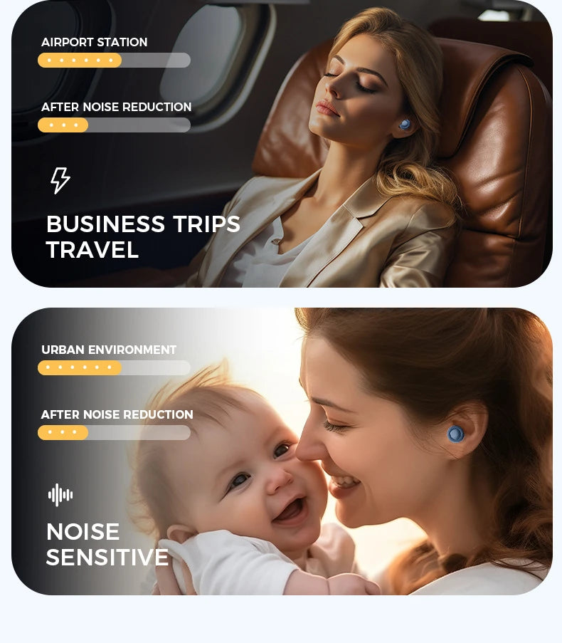 Quiet Reusable Ear Plugs — Super Soft Noise Reduction for Sleep, Travel & Focus (Unisex)