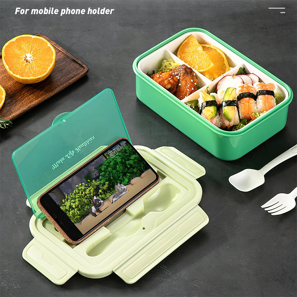 3-Compartment Microwave Lunch Box with Utensils