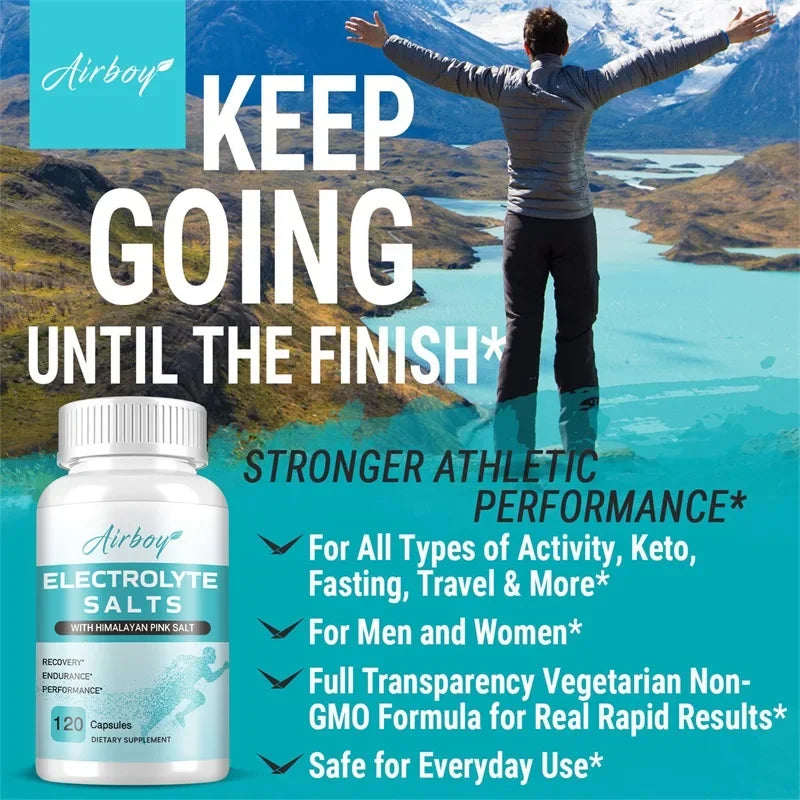 Electrolyte Salts Capsules — Muscle Recovery, Hydration & Cramp Support (Unisex, US-Made)