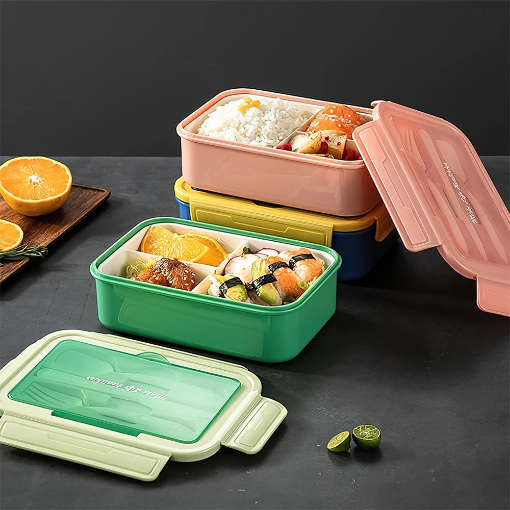 3-Compartment Microwave Lunch Box with Utensils