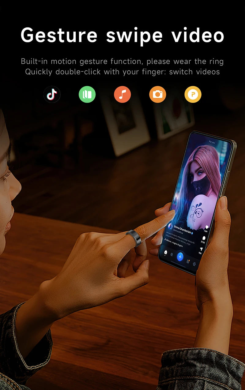 FIDI SR08 Smart Ring — LED Display Wellness Tracker with Sleep, Heart Rate & Sports Modes (Stainless Steel, 3ATM Waterproof)