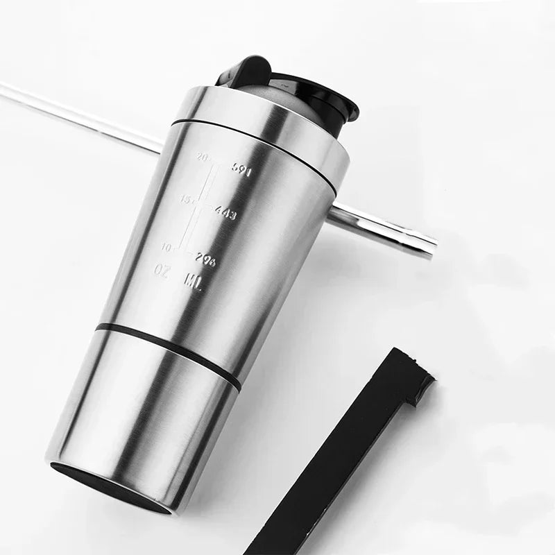 Stainless Steel Double-Layer Sports Shaker Bottle
