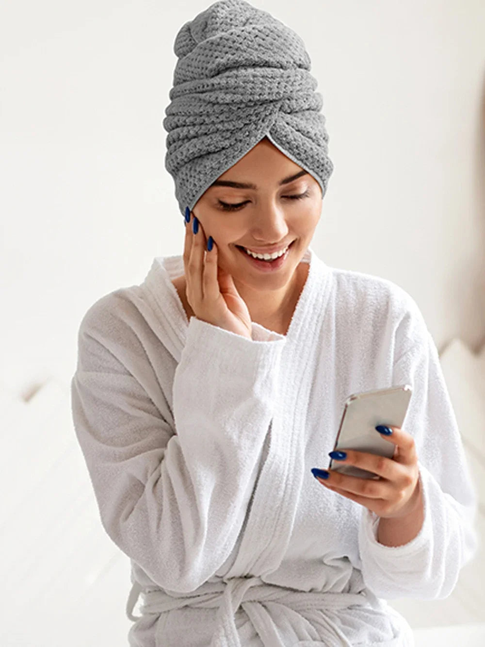 Extra-Large Microfiber Hair Towel Wrap — Ultra-Absorbent Quick-Dry Elastic Turban (60 × 100 cm)