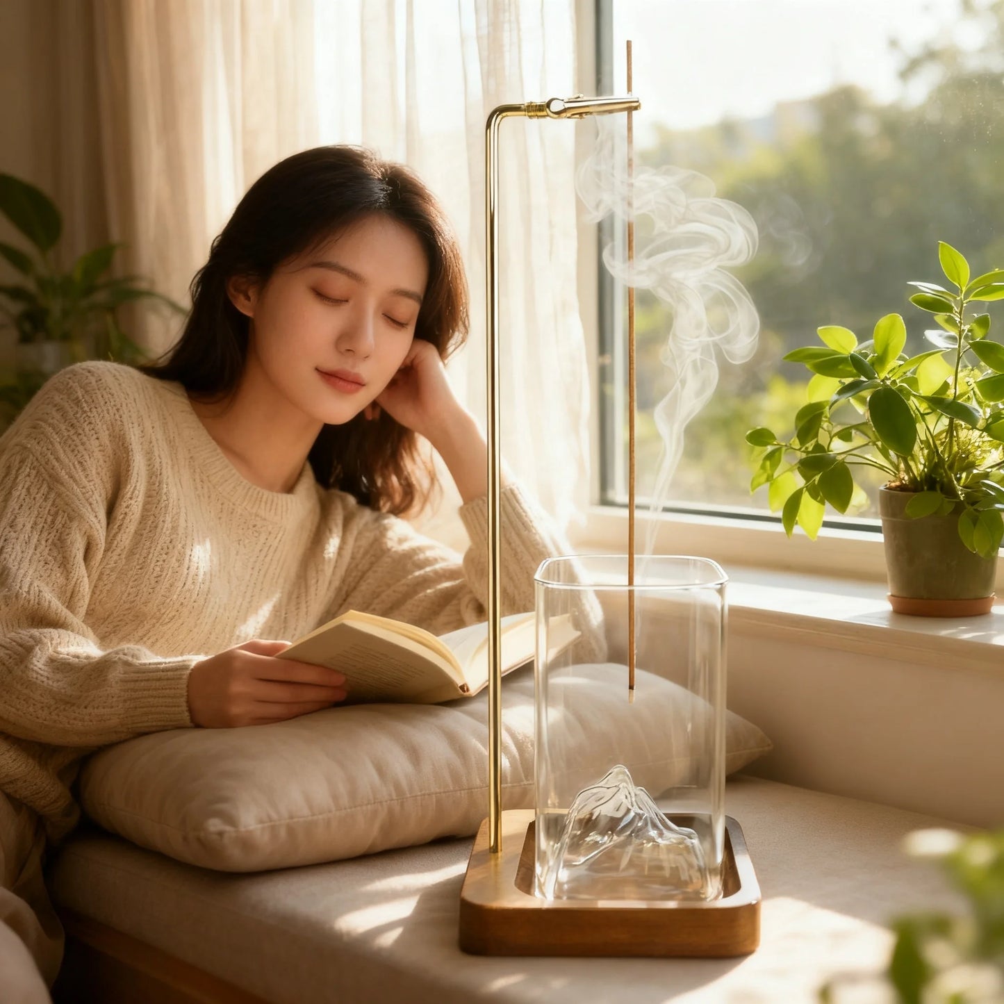 Wooden Incense Holder with Removable Glass Ash Catcher — Mess-Free Incense Burner for Meditation, Yoga & Spa Rituals