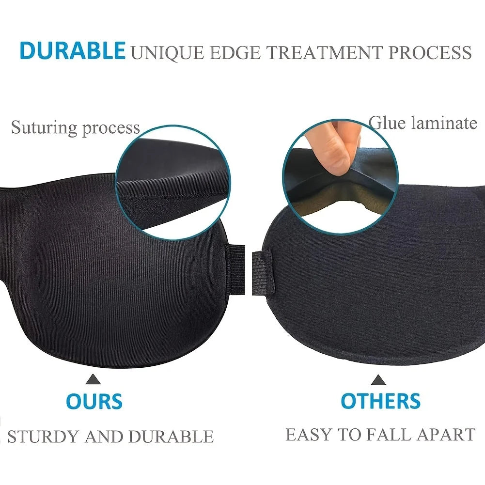 3D Contoured Sleep Mask – 100% Light Blocking Eye Cover
