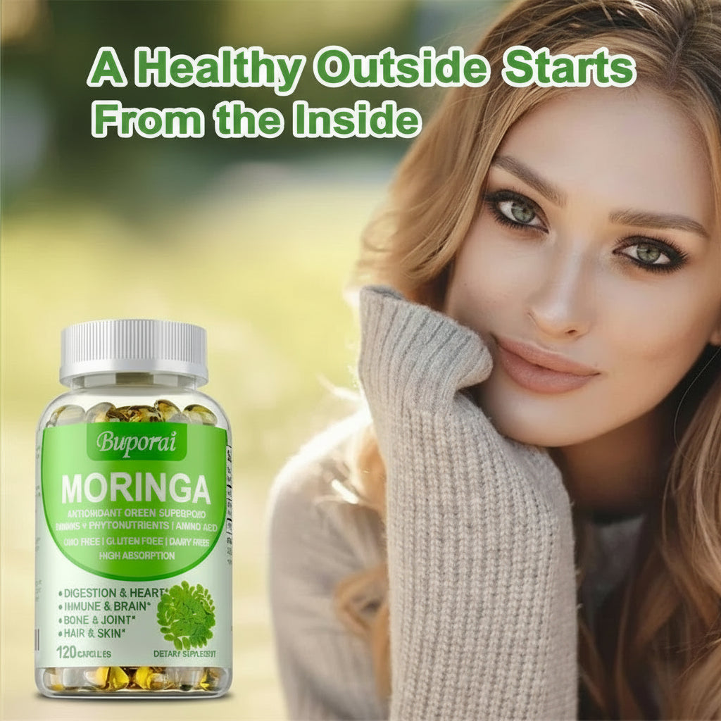 Moringa Capsules — Immune, Energy & Metabolism Support | Bone & Joint Wellness (30/60/120 Capsules)
