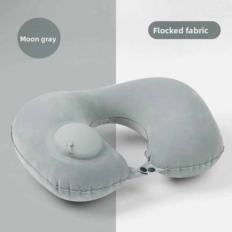 Press Inflatable U-Shaped Neck Pillow — Portable Travel Comfort for Train, Airplane & Long-Distance Journeys (Foldable, Lightweight)