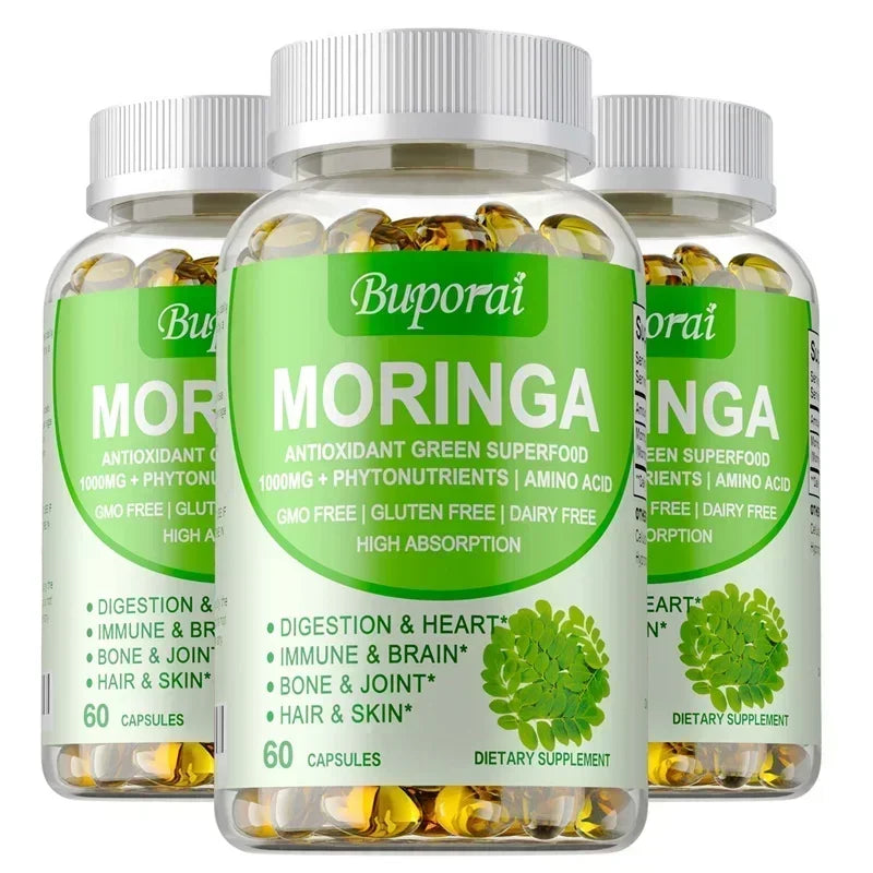 Moringa Capsules — Immune, Energy & Metabolism Support | Bone & Joint Wellness (30/60/120 Capsules)