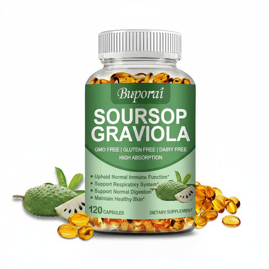 Premium Organic Soursop (Graviola) Capsules — 120 Total, Mood & Stress Support (US Origin, Herbal Leaves)